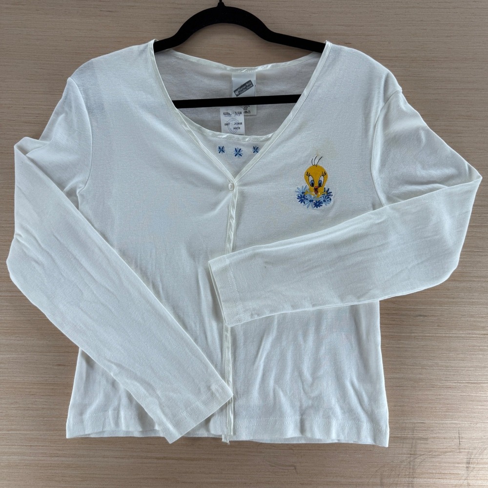 VTG NWT 1999 Warner Bros Studio Store Tweety Bird Cardigan Tank Set White Medium